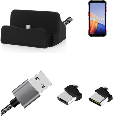 Ladestation für Ulefone Armor X9 + USB-Typ C u. Micro-USB-Adapter