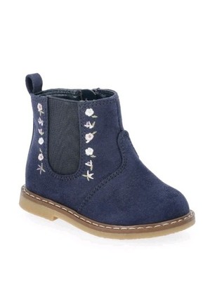 Wonder Nation SZ 3 Baby Girl Chelsea Boots With Floral Embroidery NEW With Tags 