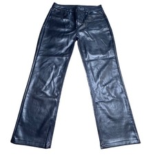 Quince Faux Leather Straight Leg Pants Black Size 10 Chic Minimalist Modern