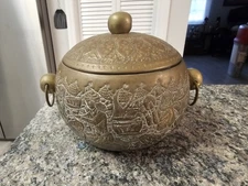 Vintage Cobber Brass Ice Bucket Hand Tooled Mid Century 1950's Midfle East India