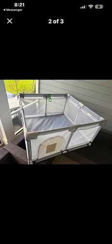Gray & White Portable Baby Play Pen for Infant & Toddler