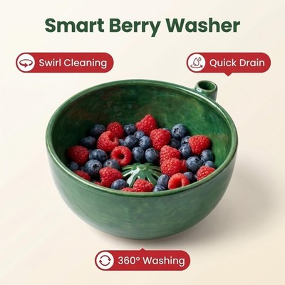 2026 New Self Spinning Berry Washing Bowl Plastic with Drain Holes
