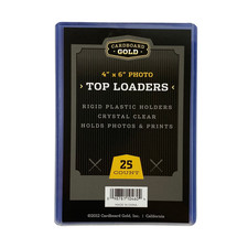 25ct Cardboard Gold 4x6 Top Loaders for Postcards/Photos - Clear Rigid PVC