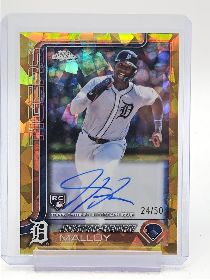 JUSTYN-HENRY MALLOY 2025 TOPPS CHROME SAPPHIRE ROOKIE GOLD RC AUTO /50 Q4920