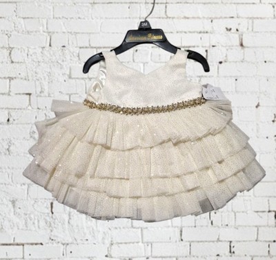 American Princess Baby Mädchen Elfenbein Glitzer Kleid passende Hose 3-6 Monate Neu mit Etikett