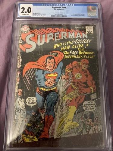 Superman #199 DC Comics 1967 First Race with the Flash, CGC Graded 2.0
