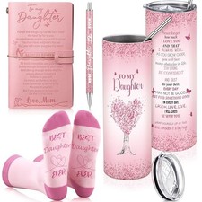 4 Pcs Xmas Gifts Set Leather Journal Stainless Steel Tumbler Pen to My Daughter