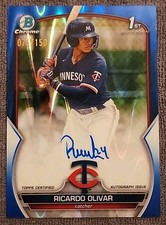 Ricardo Olivar 2023 Bowman Chrome 1st Blue RayWave Refractor Auto /150
