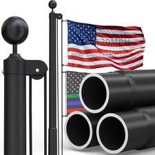 11 Gauge Heavy Duty Flag Pole with Thickened Aluminum Ball - 30 FT Black Extra T