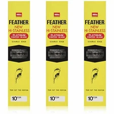 Feather Hi-Stainless Double Edge Platinum Coated Razor Blades – Pack Of 600pcs
