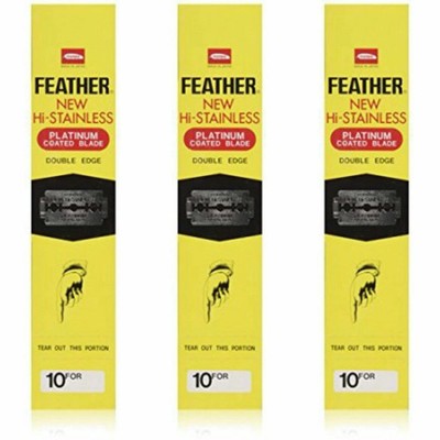 Feather Hi-Stainless Double Edge Platinum Coated Razor Blades   Pack Of 600pcs