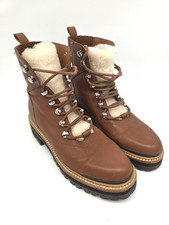 Marc Fisher LTD Women Brown Izzie Genuine Shearling Lug Sole Boots Combat 7M