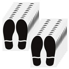 20 Pairs Black Footprint Stickers 3  7 Inches Vinyl Self Adhesive Shoe Pri