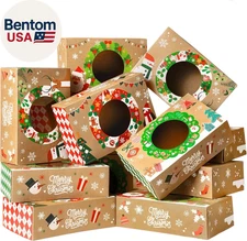 12PCS Christmas Cookie Boxes for Gift Giving, 8.75" X 5.75" X 2.75" Xmas Holiday