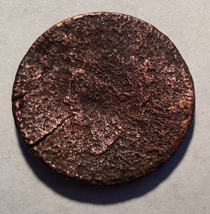 1800s Coronet Head Large Cent - US 1c Copper Coin - Bullet Shot - Domed, Cracked