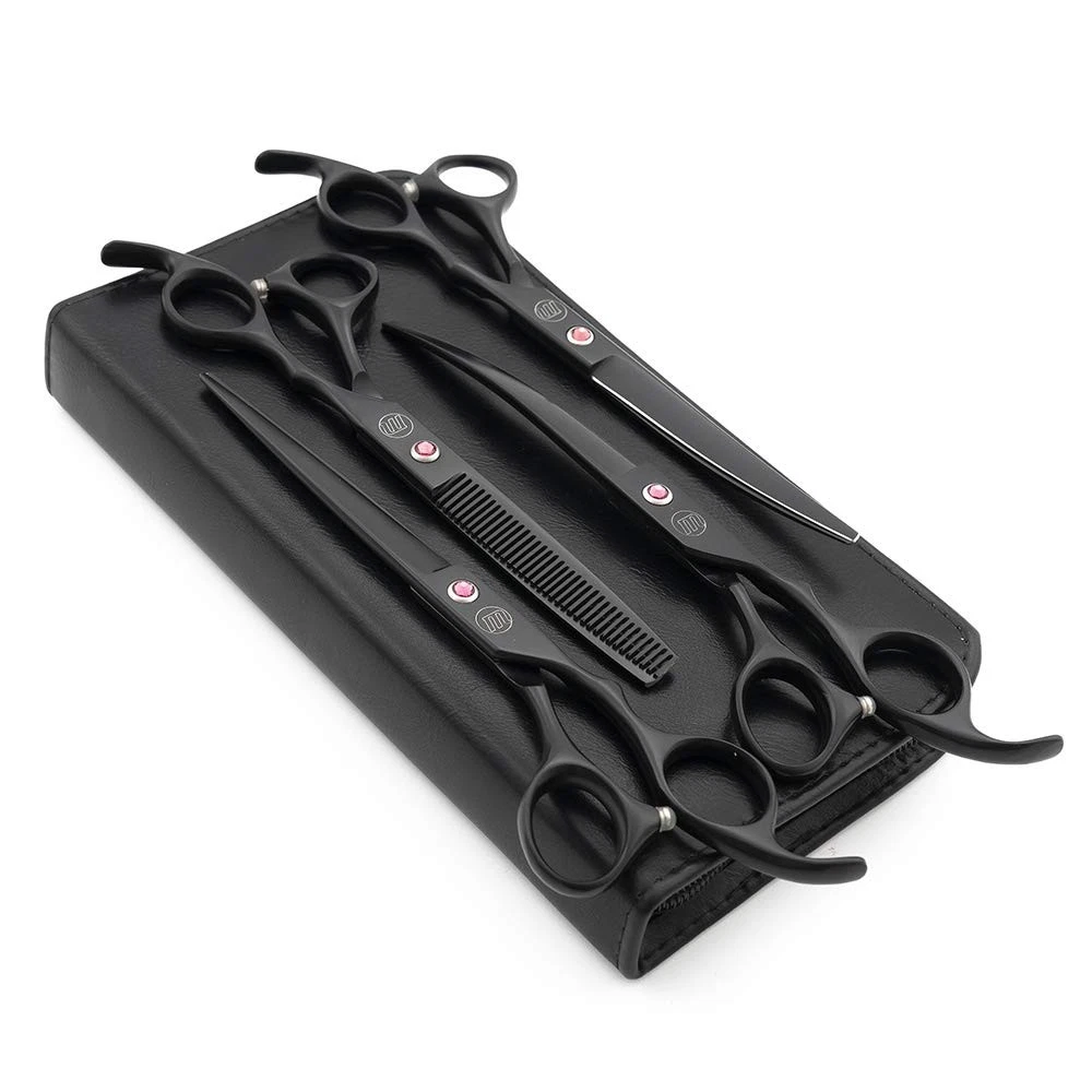 Moontay Professional 7.0" Dog Grooming Scissors 7 Inch (Pack of 4), Black