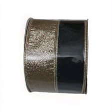 4 Inch x 10 Yards Velvet Wired Gold Black Crushed Ribbon for Bow