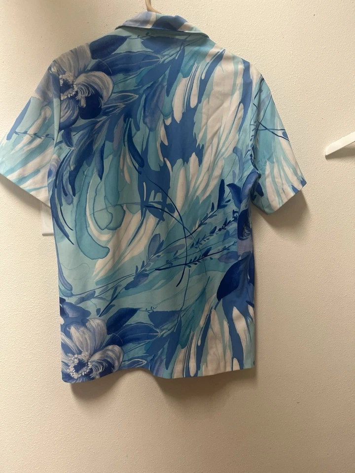 Flores pintadas azules Alohoa vintage 60smalehini hawaianos hombres Foto 2 de 4