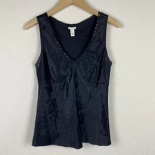 Old Navy L 100% Silk Cami Tank Top Babydoll Black Y2k 00s 90s Fairy Whimsigoth