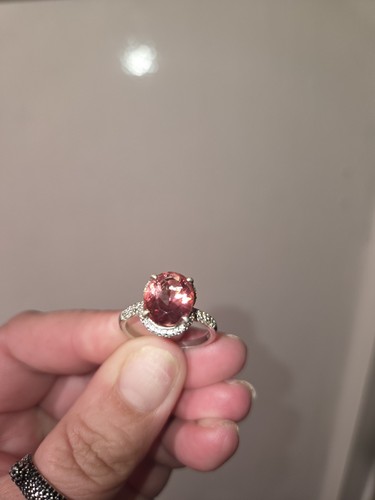 Genuine Labradorite Ring 3.48ctw White Zircon. 38ctw Rhodium Over 925 BEAUTIFUL - Picture 2 of 17