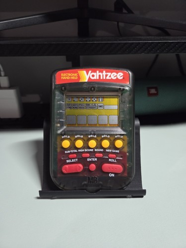 1995 Electronic Handheld Yahtzee Game Clear Smoke MB Milton Bradley 4511 TESTED