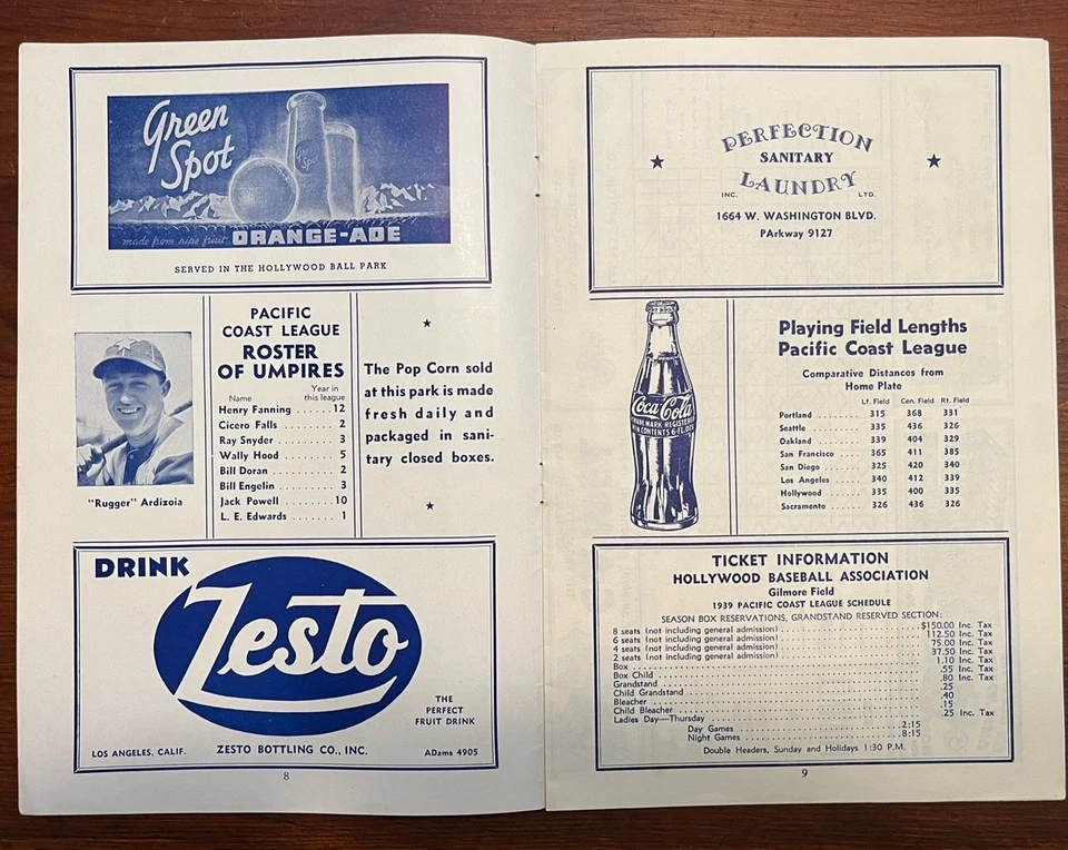 1939 PCL Hollywood Stars Official Program vs Los Angeles Angels - Gilmore Field - Image 4 of 4