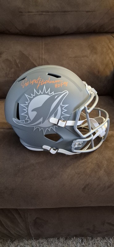 Dwight Stephenson Signed Dolphins Riddell Speed Full Size Rep Slate Helmet