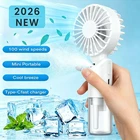 Handheld Mist Fan With Water Humidifier Cooler USB Rechargeable Mini Hand Spray