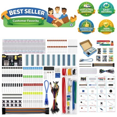 Safe & Secure Electronics Fun Kit: Breadboard, Power Supply, Jumper Wires & More