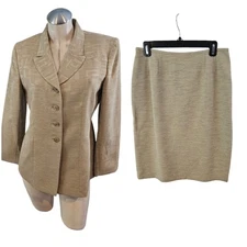 Le Suit Size 8P Taupe Color Skirt Suit