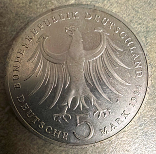 Germany 1984 5 Mark Felix Mendelssohn Bartholdy Silver .625 Coin KM#142.1
