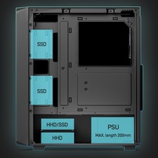DARKROCK EC2 Black ATX Mid Tower PC Case w 4 x 120mm Black Fans, Type-C Ready 6
