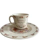 VTG Royal Doulton Bunnykins Bone China Commemorative Christening Mug Plate 93