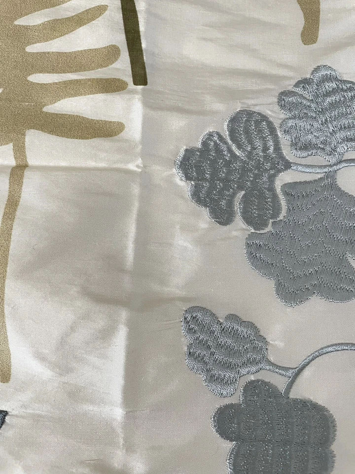 NOBILIS Ludivine Silk Embroidered Samples. Blue, Taupe & Ivory 17”. 6 Avail. - Image 3 of 4
