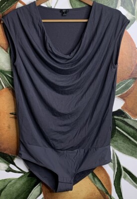 J Crew 365 Body Suit Small Gray Cowl Neckline Sleeveless Modal Blend