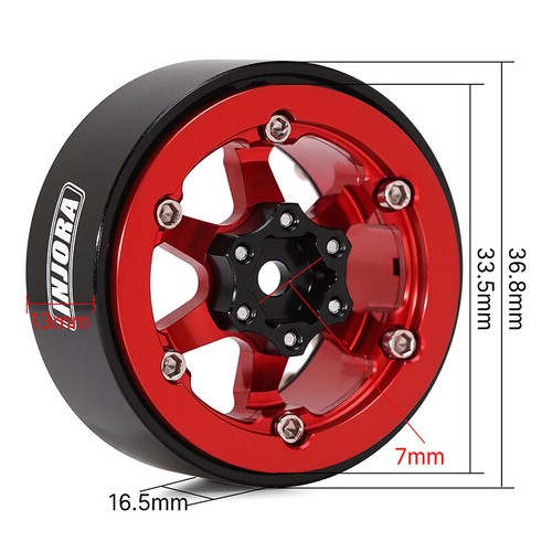 INJORA -5.25mm Offset 1.3" Aluminium Beadlock Wheels for 1/24 1/18 RC Crawler - Picture 19 of 33
