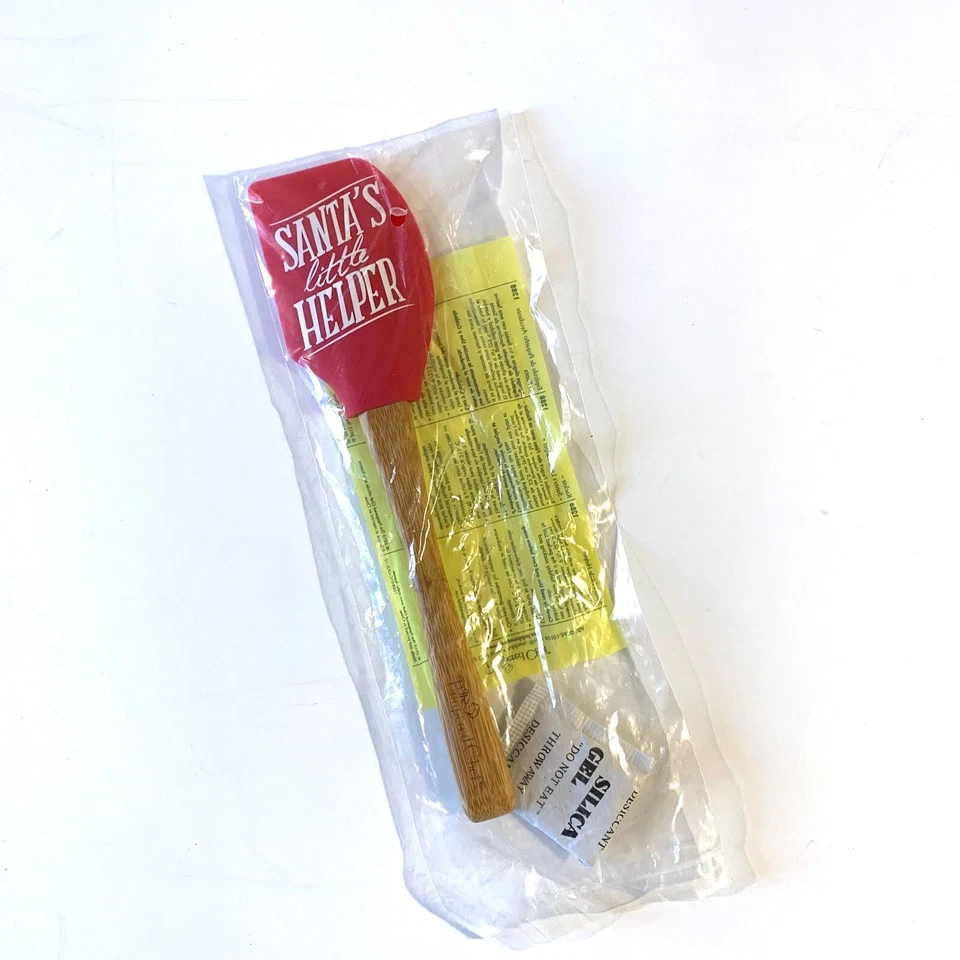 Pampered Chef 1288 Santa's Little Helper Red Silicone Scraper Christmas Bamboo - Image 2 of 4