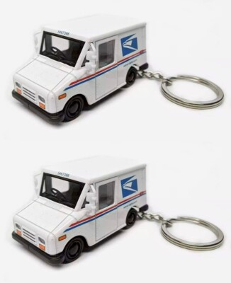 2PCS  2.5'' USPS LLV Postal Service Mail Delivery Truck 1:72 Keychain