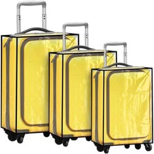Sadnyy 3 Pieces Clear Luggage Cover PVC Suitcase Black Border Waterproof Protect
