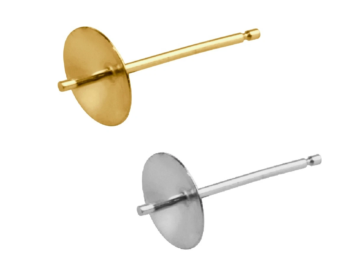 9ct Gold Cup Peg Post Earrings 3mm 4mm 5mm 6mm Yellow White Gold