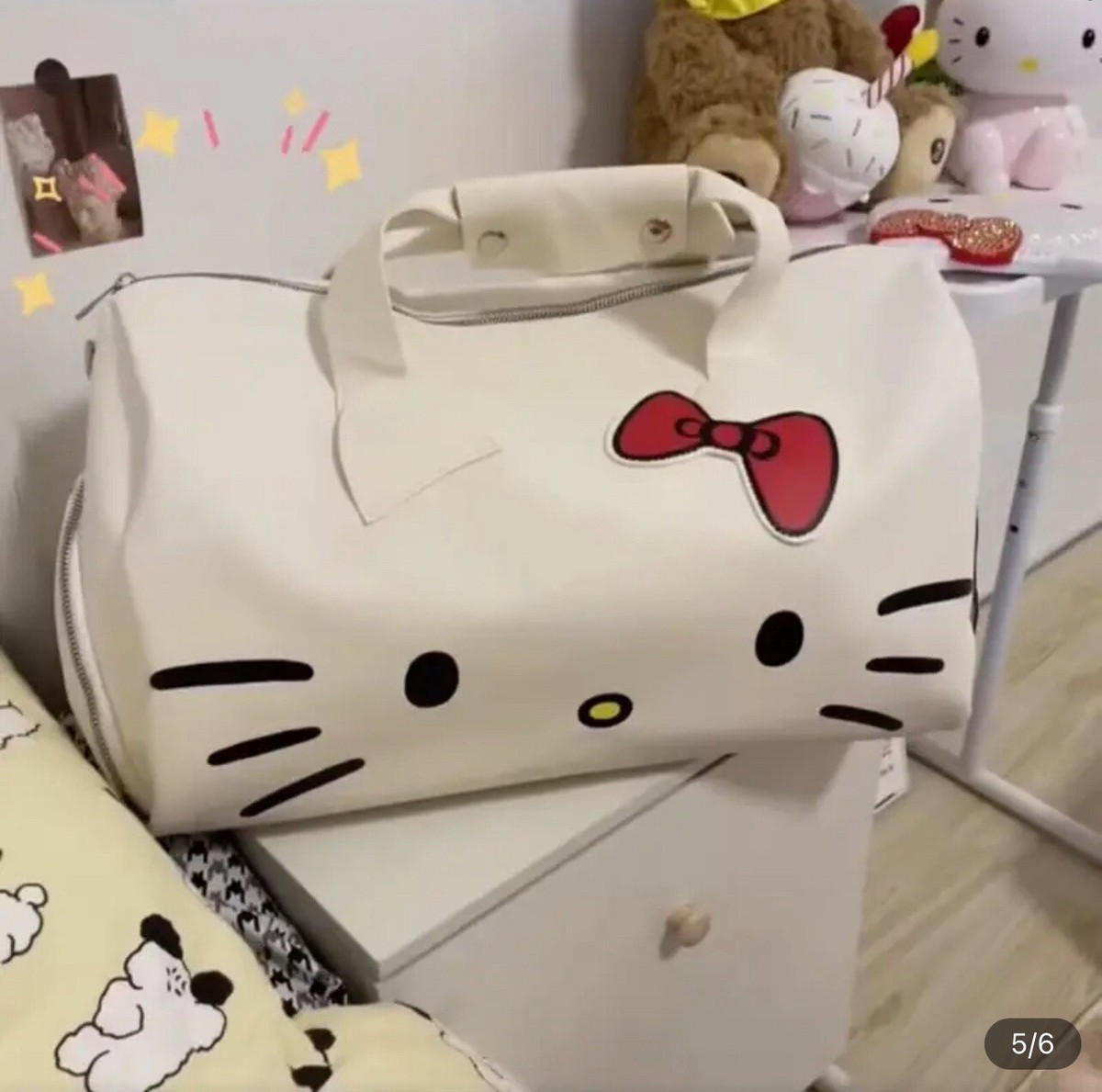 Sanrio Hello Kitty Duffle Bag Travel Luggage White Kawaii