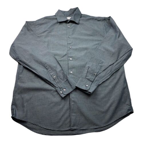 Calvin Klein CK Shirt Long Sleeve Black Grey Check Smart VGC Size 17 Collar XL - Picture 1 of 4
