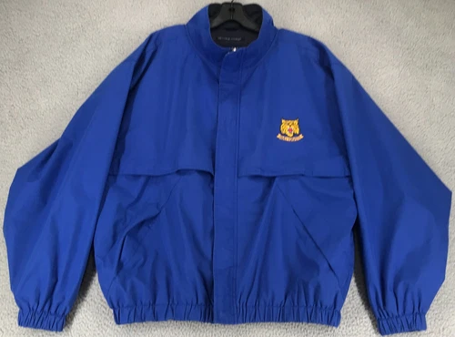 Devon & Jones Windbreaker Jacket Size L Mock Neck Pockets Full Zip Blue - product listing photo
