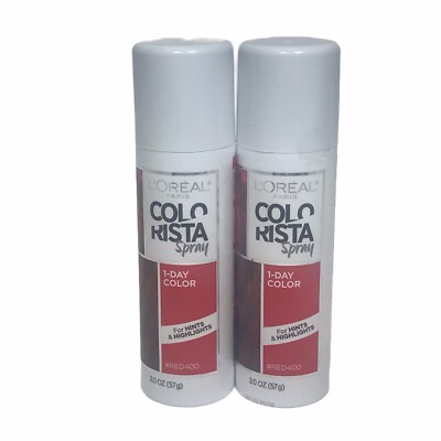 Lot of 2 L'Oreal Paris COLORISTA Spray 1 Day Color #RED400 - 2.0 oz