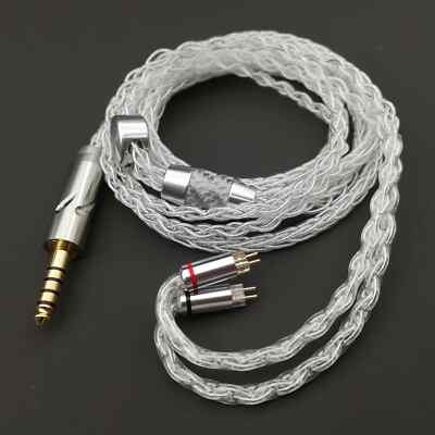 8 Core Pure Silver Cable With 2Pin0.78 Qdc Mmcx Cable 2.5MM/3.5MM/4.4MM Silver