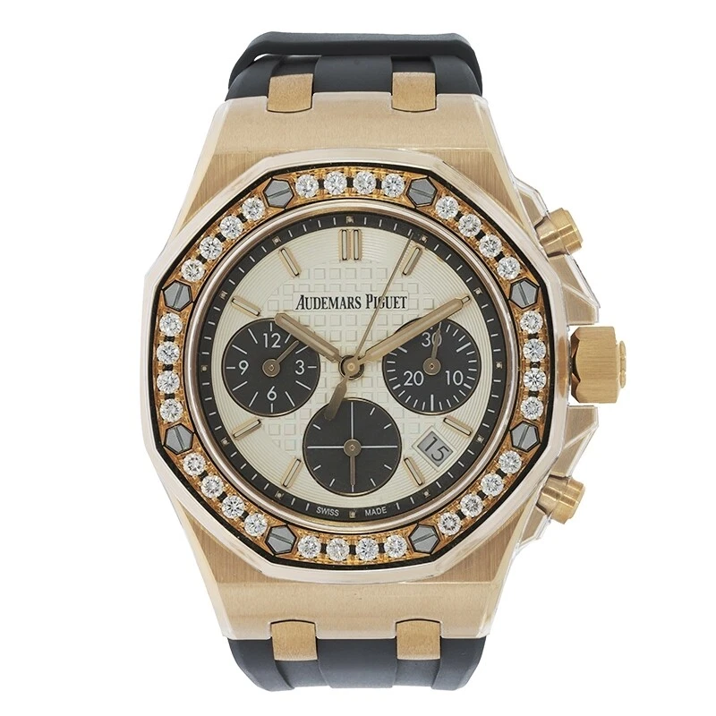 Audemars Piguet Royal Oak Offshore Watch Rose Gold Silver Index Dial Rubber