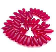 50 Czech Glass Dagger Beads Matte - Siam Red Drop 10x3mm