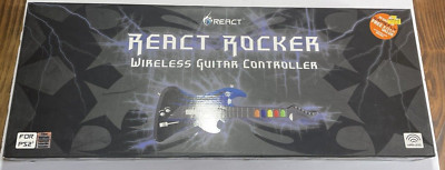 PS2 REACT Rocker Wireless Guitar Hero Controller Blue Black No Dongle #RTPS241