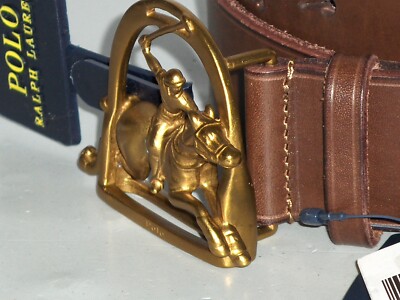 Polo製 pony buckleブラウンレザー幅2.5cmベルトW26 POLO RALPH LAUREN Signature Pony Men's Leather Belt 1.5