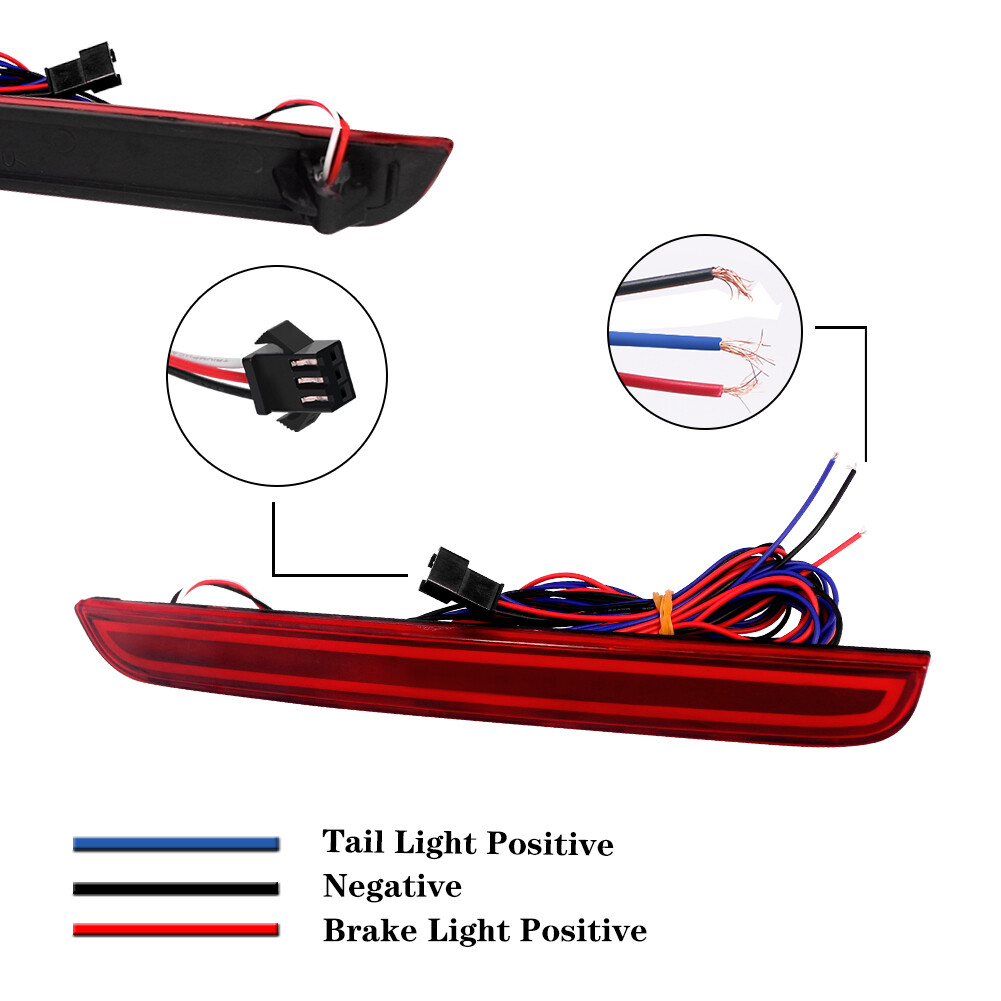 Tonsya Red LED Bumper Reflector Lights Red Lens Compatible With 2015 2016 2017 2018 2019 Dodge Challenger Rear Fog &Tail Brake Running Lamps